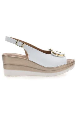 Sandali bianchi con zeppa e maxi fibbia MK3197352-PITTARELLO LOOK Clearance