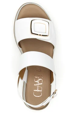 Sandali bianchi con zeppa fibbia decorativa 19235-PITTARELLO CLASS Discount