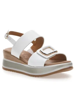 Sandali bianchi con zeppa fibbia decorativa 19235-PITTARELLO CLASS Discount