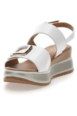 Sandali bianchi con zeppa fibbia decorativa 19235-PITTARELLO CLASS Discount