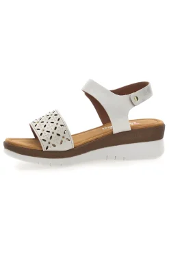 Sandali bianchi con zeppa traforati 7194P-LINEA COMODA Discount