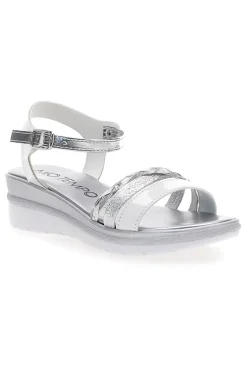 Sandali Bianchi e Argento con Platform 2495-MIO TEMPO New