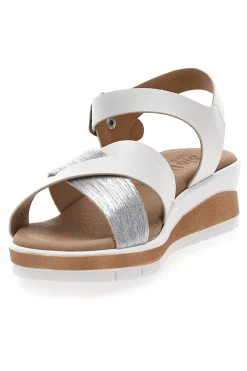 Sandali bianchi e argento con plantare comfort 402-BIO UP Best