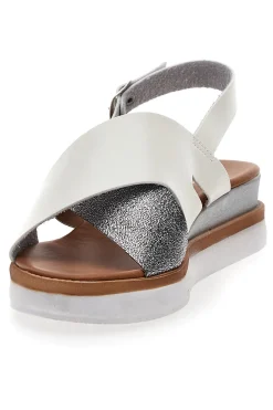 Sandali Bianchi e Argento Con Platform 3004-PLOCADI Discount