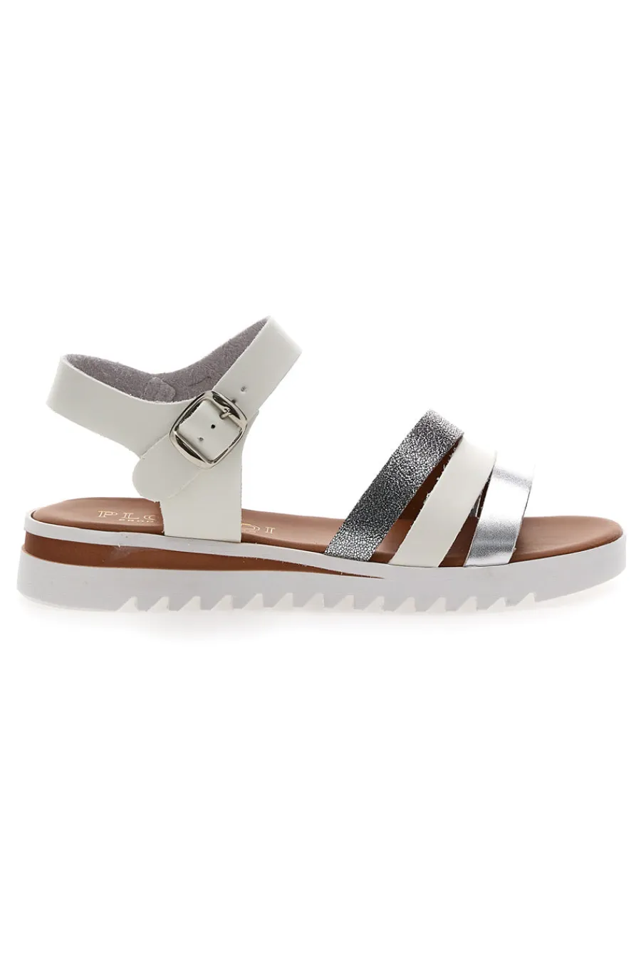 Sandali Bianchi e Argento con Cinturino 005-PLOCADI Clearance