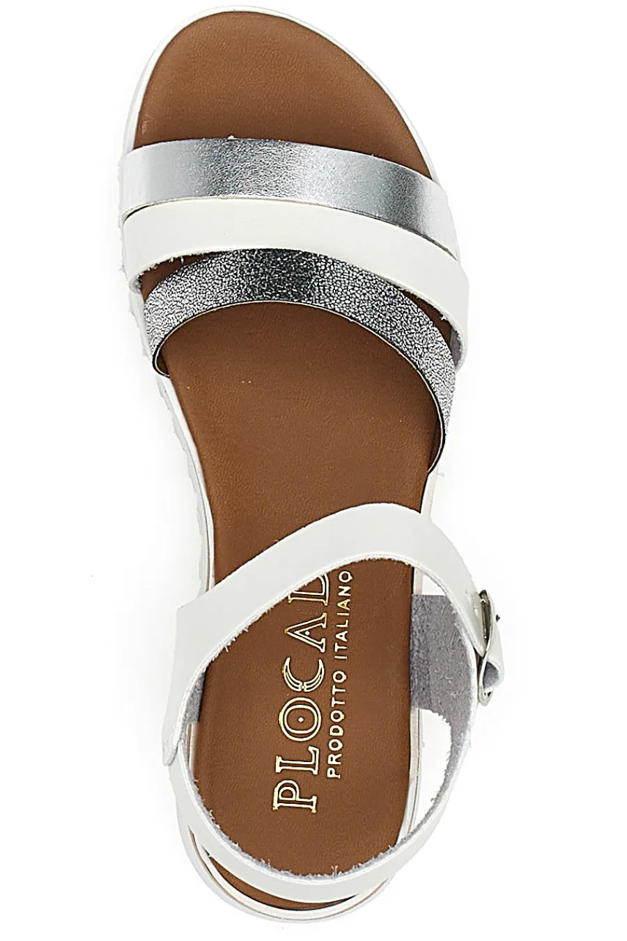 Sandali Bianchi e Argento con Cinturino 005-PLOCADI Clearance