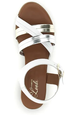 Sandali bianchi e argento in pelle con fasce incrociate 243205-PITTARELLO LOOK