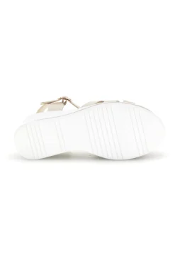 Sandali bianchi e beige con zeppa e dettaglio decorativo E482-ENERGY Outlet