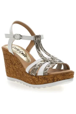 Sandali Bianchi e Fantasia Animalier con Zeppa MK31241-PITTARELLO LOOK Online