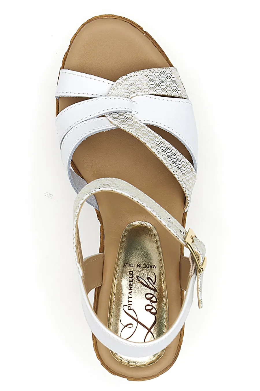 Sandali Bianchi e Oro con Zeppa Alta MK24731-PITTARELLO LOOK Online