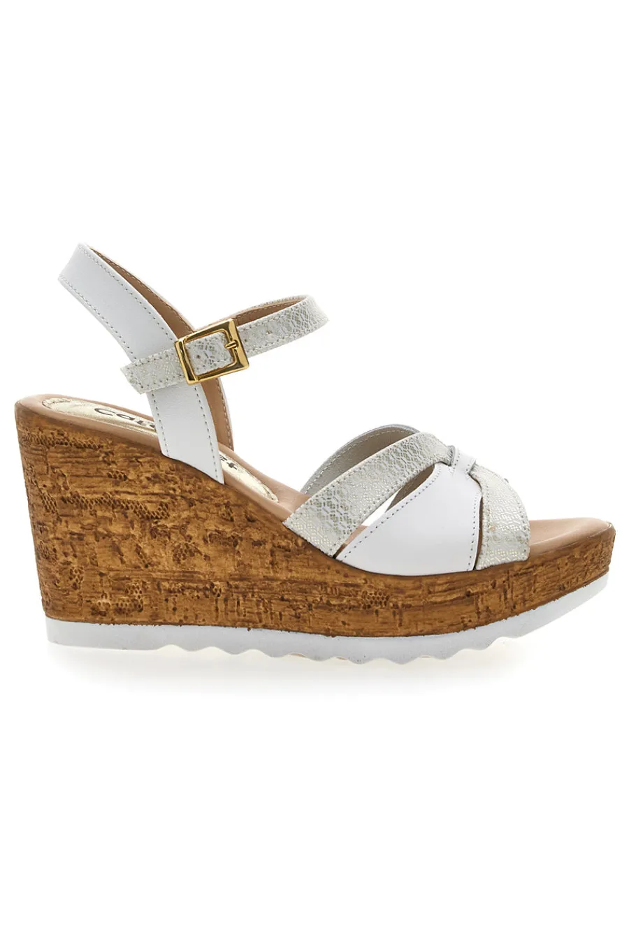 Sandali Bianchi e Oro con Zeppa Alta MK24731-PITTARELLO LOOK Online