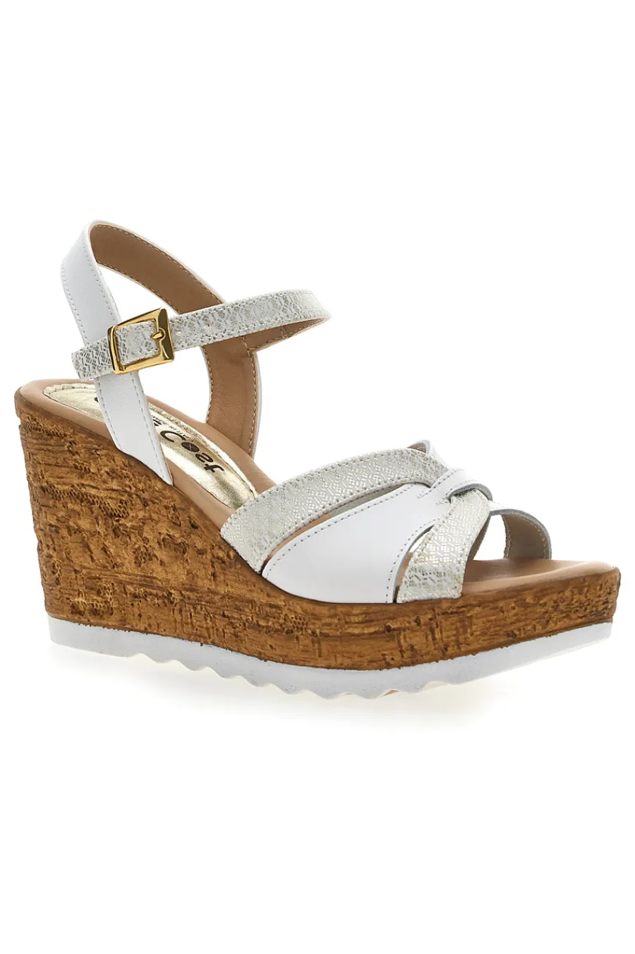 Sandali Bianchi e Oro con Zeppa Alta MK24731-PITTARELLO LOOK Online