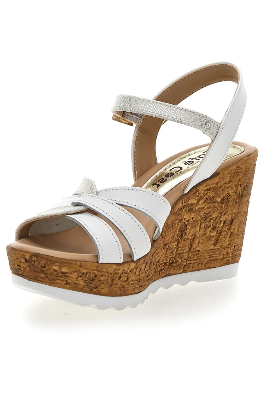 Sandali Bianchi e Oro con Zeppa Alta MK24731-PITTARELLO LOOK Online