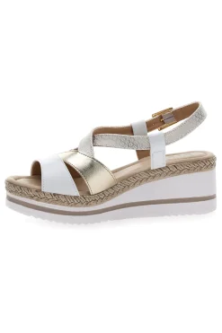 Sandali Bianchi e Oro Con Zeppa MK3234109-PRIMA RIGA