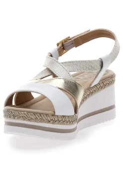 Sandali Bianchi e Oro Con Zeppa MK3234109-PRIMA RIGA