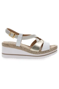 Sandali Bianchi e Oro Con Zeppa MK3234109-PRIMA RIGA
