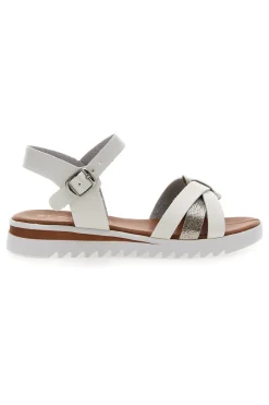 Sandali Bianchi e Platino con Fasce Incrociate e Cinturino 003-PLOCADI Outlet