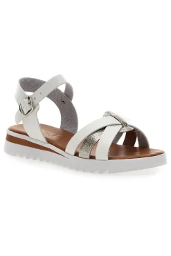 Sandali Bianchi e Platino con Fasce Incrociate e Cinturino 003-PLOCADI Outlet