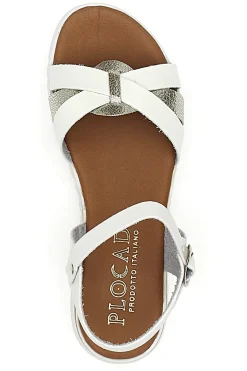 Sandali Bianchi e Platino con Fasce Incrociate e Cinturino 003-PLOCADI Outlet