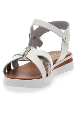 Sandali Bianchi e Platino con Fasce Incrociate e Cinturino 003-PLOCADI Outlet