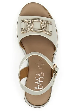 Sandali bianchi in pelle con catena e zeppa Made in Italy 21249-PITTARELLO CLASS Sale