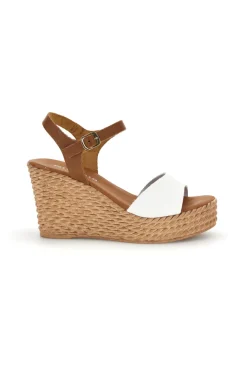 Sandali bianchi in pelle con zeppa 5621504-PITTARELLO
