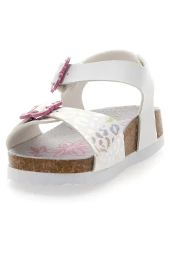 Sandali bianchi leopardati con fibbie rosa Pitt Kids 14505