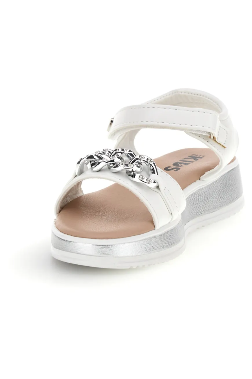 Sandali bianco con cinturini con brillantini Pitt kids 392629S