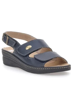 Sandali Blu con Cinturino e Sottopiede in Pelle 182-PRIMA RIGA Hot