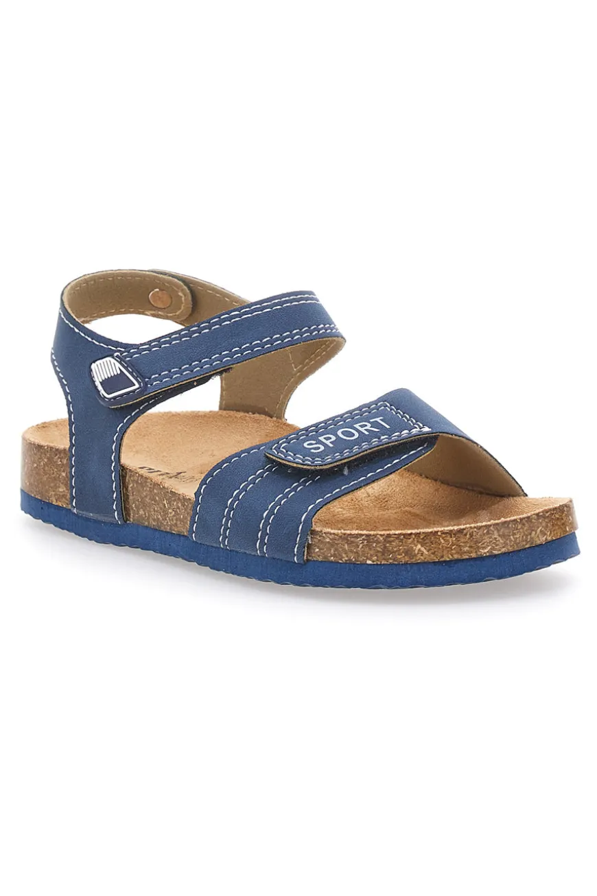 Sandali blu con doppio strappo e plantare in sughero PITT KIDS 14513