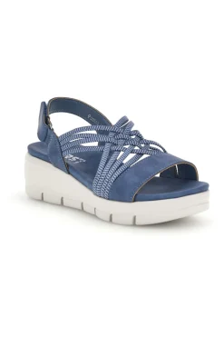 Sandali blu con fasce intrecciate e velcro The 24001A-FIRST ACTIVE