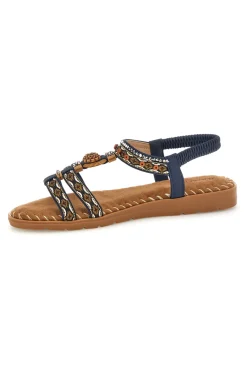 Sandali blu con fascette intrecciate e dettagli decorati 22139-QUANNA MELL Hot