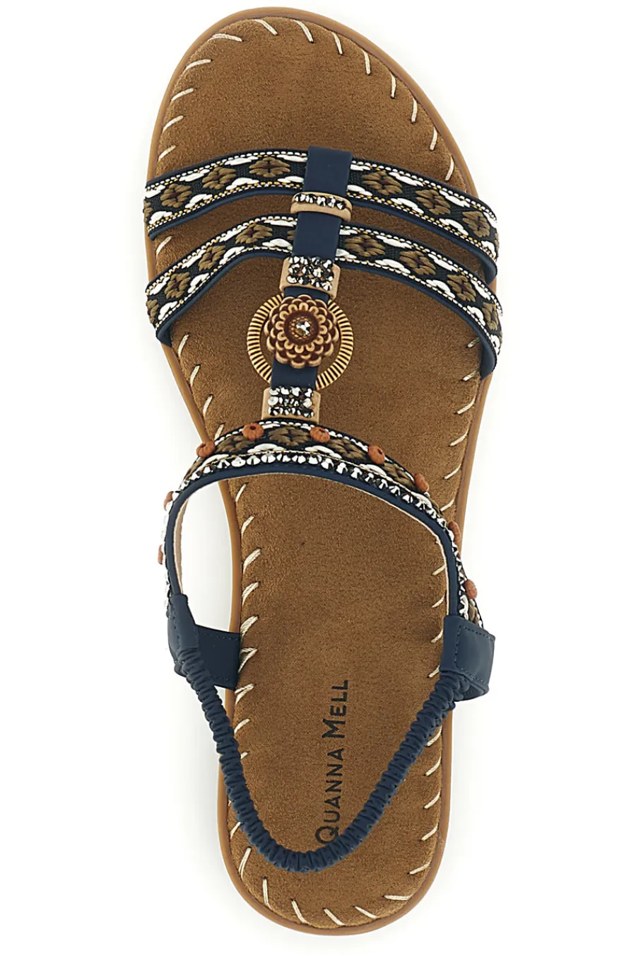 Sandali blu con fascette intrecciate e dettagli decorati 22139-QUANNA MELL Hot