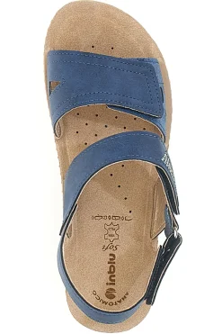 Sandali Blu con Fascia a Velcro e Sottopiede in Pelle 61 FC-INBLU Outlet