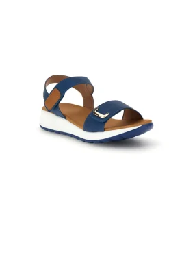Sandali blu con strappi in velcro suola comfort Bza242387a-PLOCADI Online