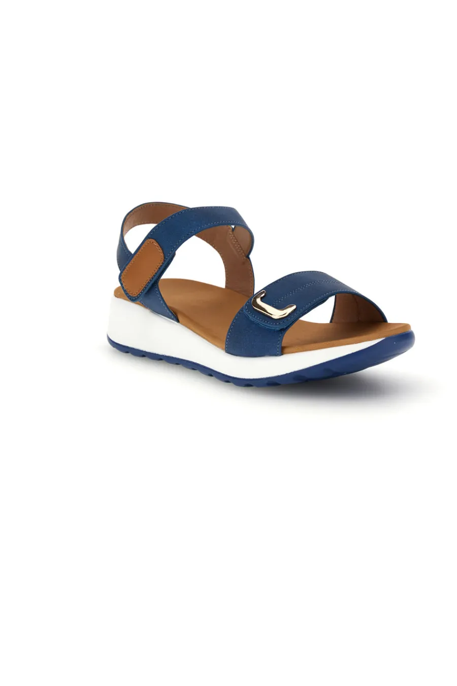 Sandali blu con strappi in velcro suola comfort Bza242387a-PLOCADI Online