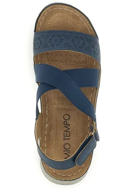 Sandali blu con zeppa e fasce incrociate Q17751-MIO TEMPO New