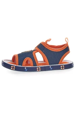 Sandali Blu e Arancione con Orsetto e Macchinina in Tessuto Pitt Kids 2635
