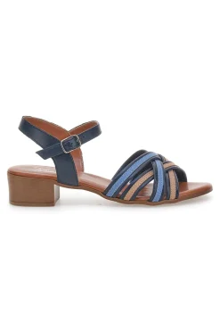 Sandali Blu e Marroni con Tacco a Blocco in Vera Pelle 243110-PITTARELLO LOOK Online