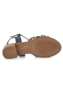 Sandali Blu e Marroni con Tacco a Blocco in Vera Pelle 243110-PITTARELLO LOOK Online