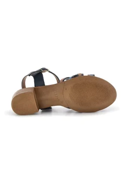 Sandali blu in pelle con tacco basso e listini 243110-PITTARELLO LOOK Clearance
