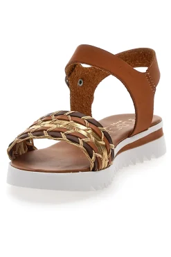 Sandali Cognac con Cinturino Prodotto Italiano 021-PLOCADI Outlet
