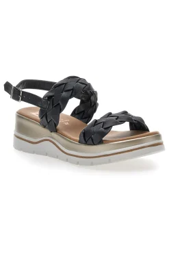 Sandali con Platform Nere Vera Pelle 81436-PITTARELLO ELITE
