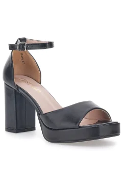 Sandali con tacco a Blocco Neri 414-FIRST LADY New