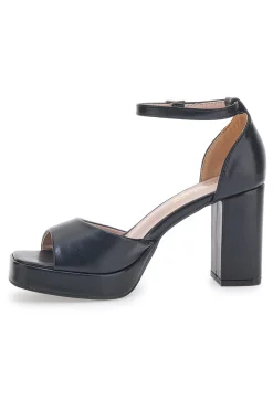 Sandali con tacco a Blocco Neri 414-FIRST LADY New