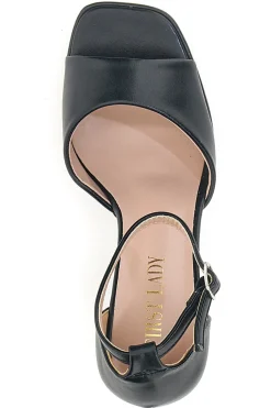 Sandali con tacco a Blocco Neri 414-FIRST LADY New