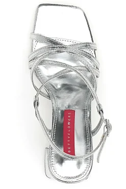 Sandali con tacco Argento e Listini Incrociati BettyFlowera 504-BETTYFLOWERS Hot