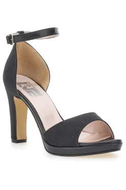 Sandali con tacco 672 Neri Raso-PITTARELLO LOVE