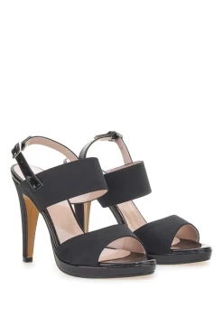 Sandali con tacco 722 Neri Raso-PITTARELLO LOVE