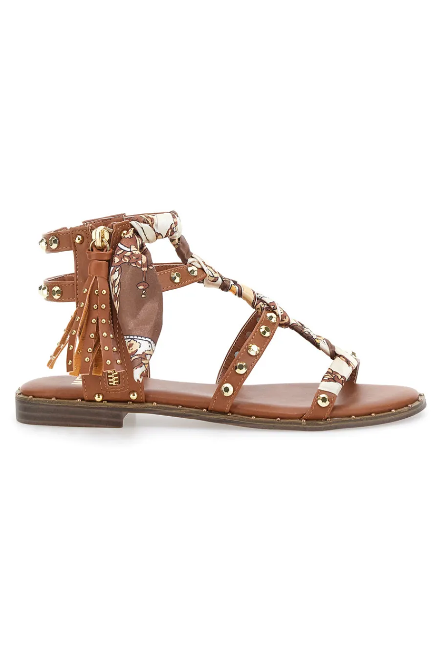 Sandali cuoio con borchie e lacci animalier Me & Me 1660-ME u0026 ME Best